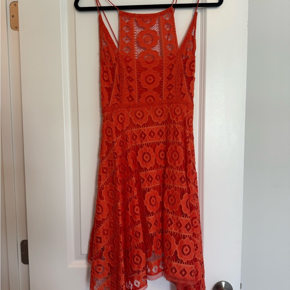 Free People sz 0 Elegant Orange/Coral Lace Dress